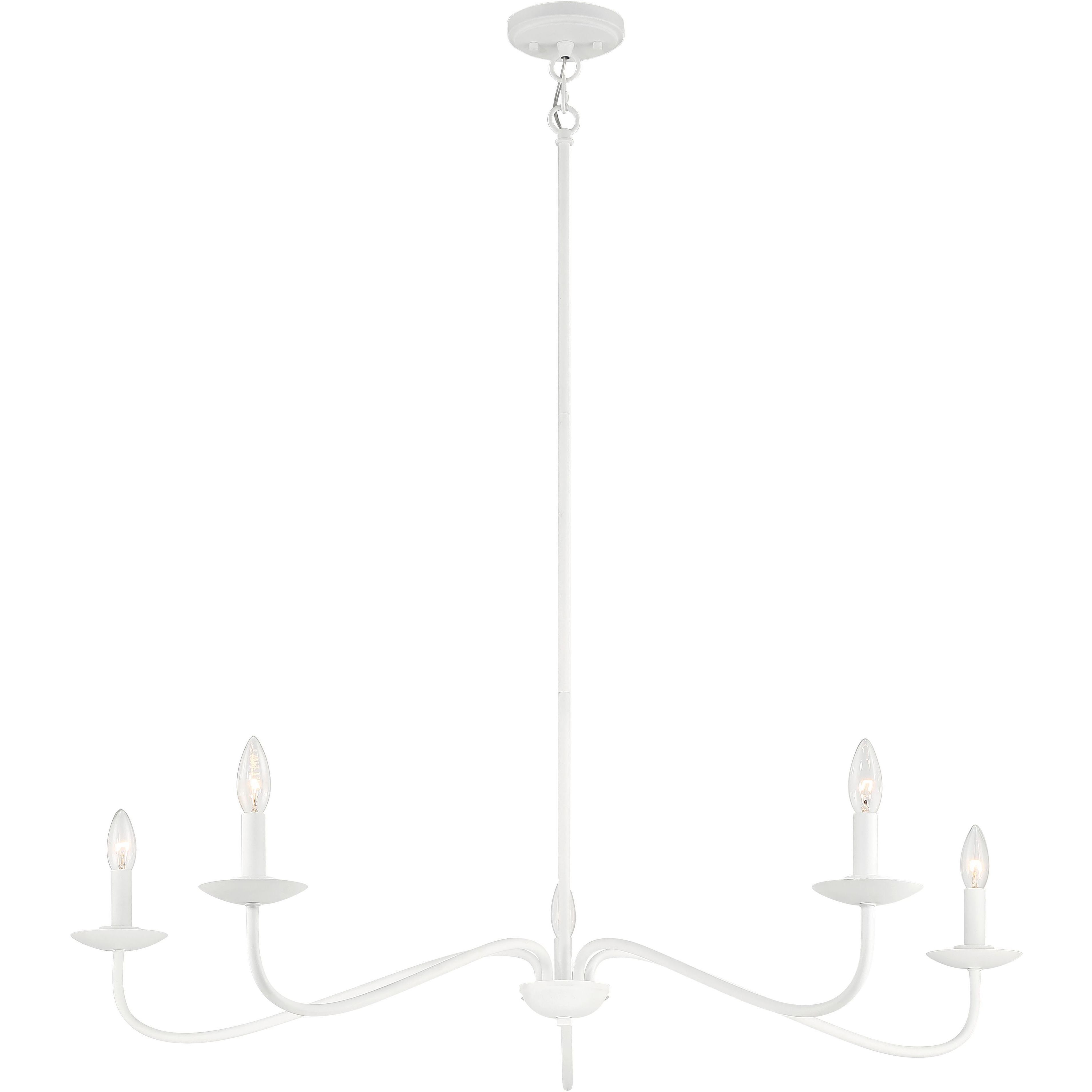 Traditional 5 Light 42 inch Bisque White Chandelier Ceiling Light